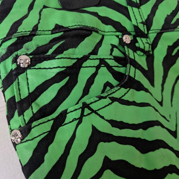 Tripp NYC Neon Green Zebra Print Pants - Picture 5 of 9